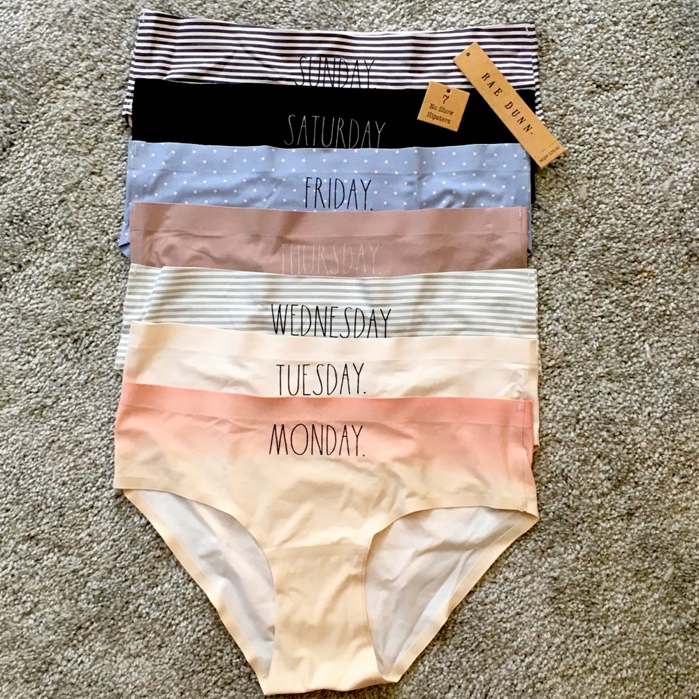 Rae Dunn Days of the Week No Show Hipster Panties